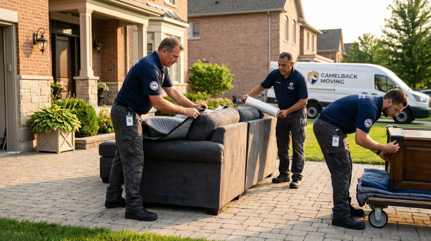 Large estate moving crew wrapping furniture in Ehrenberg, AZ