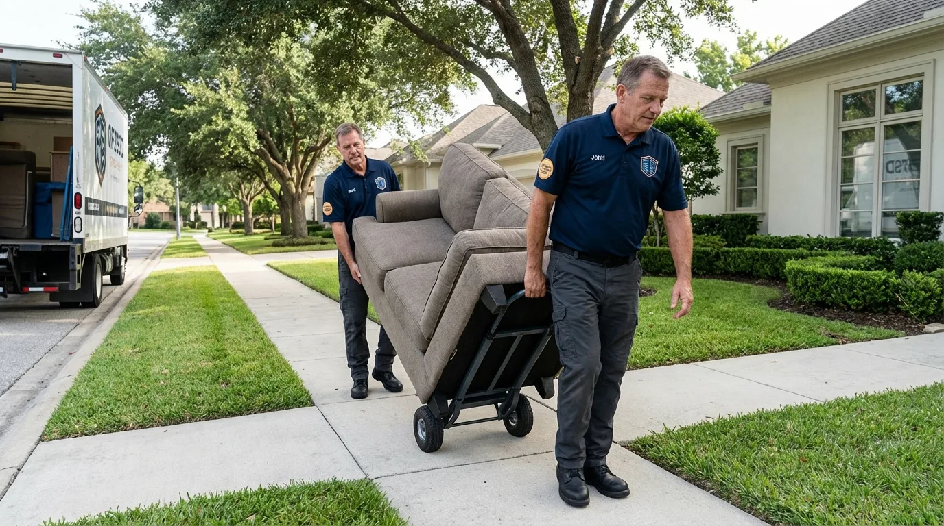 Local residential moving crew loading furniture in Ehrenberg, AZ