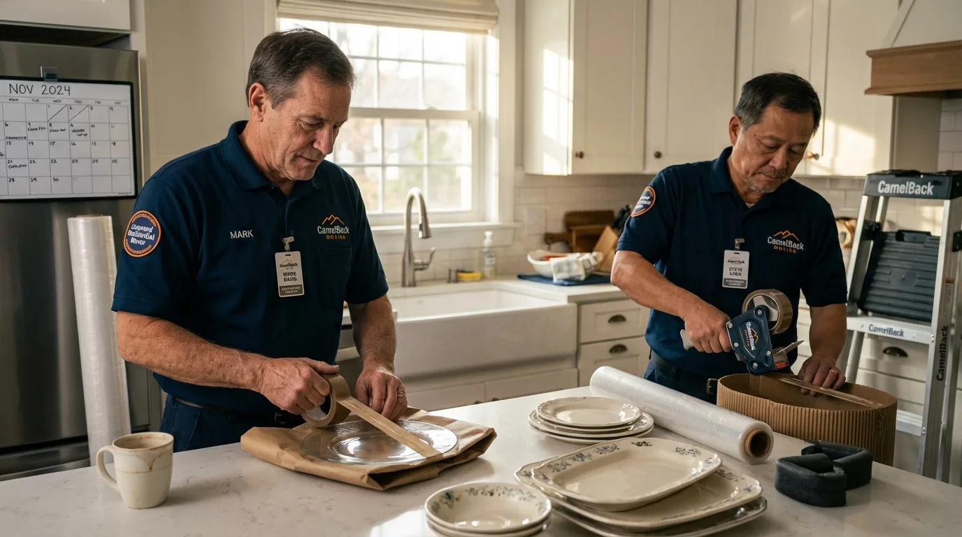 Professional crew packing kitchen dishware in Ehrenberg, AZ